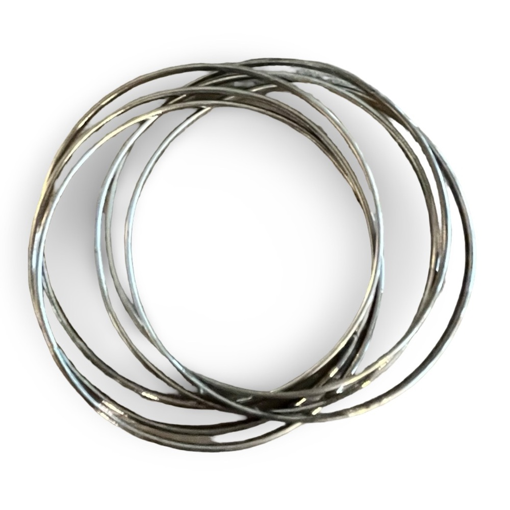 Silver Interlocking Rolling Bangle Bracelet - image 7
